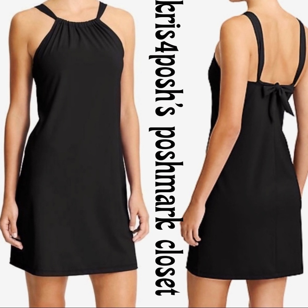Athleta Kokomo Black High Neck Swim Dress Size Small